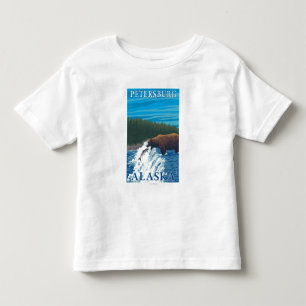 Beer Gevist in de rivier de Petersburg, Alaska Kinder Shirts