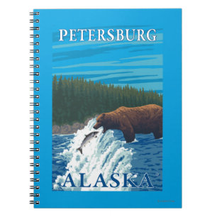 Beer Gevist in de rivier de Petersburg, Alaska Notitieboek