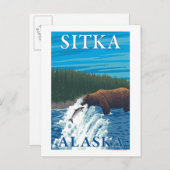 Beer Gevist in de rivier de Sitka, Alaska Briefkaart (Voorkant / Achterkant)
