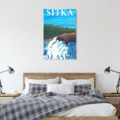 Beer Gevist in de rivier de Sitka, Alaska Canvas Afdruk (Insitu (Slaapkamer))
