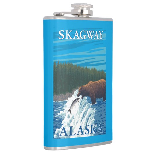 Beer Gevist in de rivier de Skagway, Alaska Heupfles (Rechts)