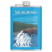 Beer Gevist in de rivier de Skagway, Alaska Heupfles (Voorkant)