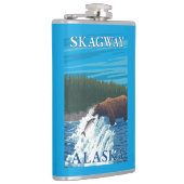 Beer Gevist in de rivier de Skagway, Alaska Heupfles (Rechts)