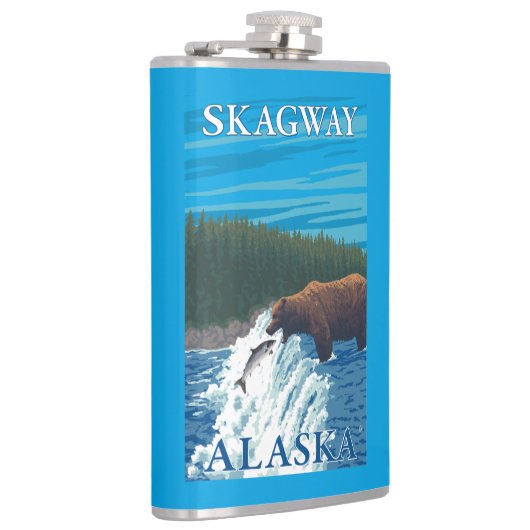 Beer Gevist in de rivier de Skagway, Alaska Heupfles (Rechts)