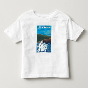 Beer Gevist in de rivier de Skagway, Alaska Kinder Shirts