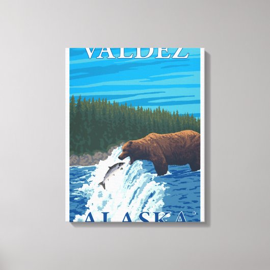 Beer Gevist in de rivier de Valdez, Alaska Canvas Afdruk (Voorkant)