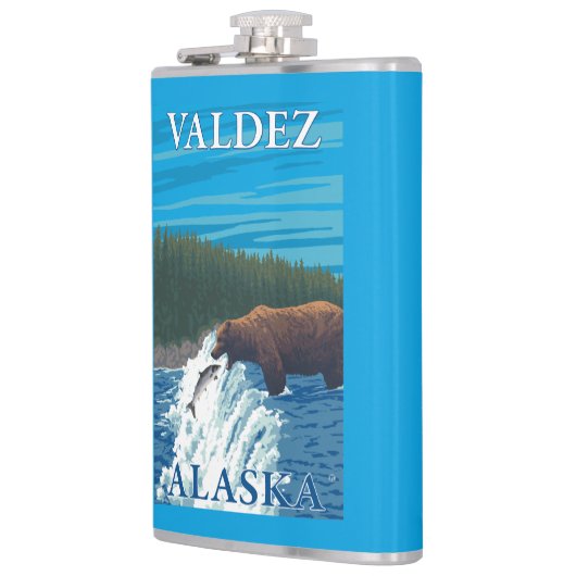 Beer Gevist in de rivier de Valdez, Alaska Heupfles (Links)