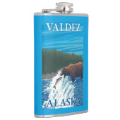 Beer Gevist in de rivier de Valdez, Alaska Heupfles (Rechts)