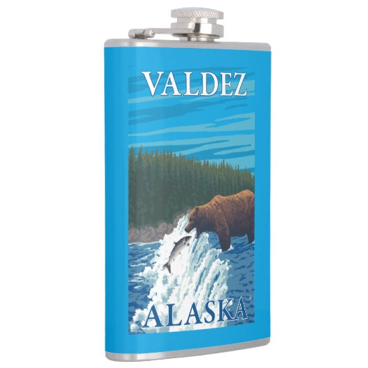 Beer Gevist in de rivier de Valdez, Alaska Heupfles (Rechts)