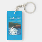 Beer Gevist in de rivier de Valdez, Alaska Sleutelhanger (achterkant)