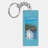 Beer Gevist in de rivier de Valdez, Alaska Sleutelhanger (Voorkant Links)