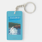 Beer Gevist in de rivier de Valdez, Alaska Sleutelhanger (achterkant)