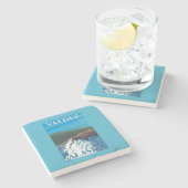 Beer Gevist in de rivier de Valdez, Alaska Stenen Onderzetter (Zijkant)