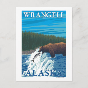 Beer Gevist in de rivier de Wrangell, Alaska Briefkaart