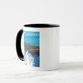 Beer Gevist in de rivier de Wyoming Mok (Voorkant links)