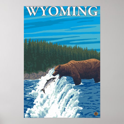 Beer Gevist in de rivier de Wyoming Poster (Voorkant)
