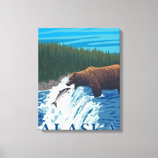 Beer Gevist in de rivier de Yukon, Alaska Canvas Afdruk (Voorkant)
