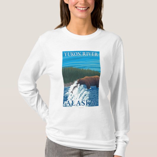 Beer Gevist in de rivier de Yukon, Alaska T-shirt (Voorkant)