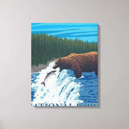 Beer Gevist in het Nationaal Park Denali, Canvas Afdruk (Voorkant)