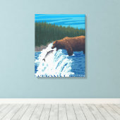Beer Gevist in het Nationaal Park Denali, Canvas Afdruk (Insitu (Houten vloer))