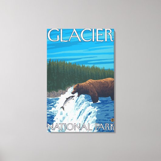 Beer Gevist in het Nationaal Park Glacier, Canvas Afdruk (Voorkant)