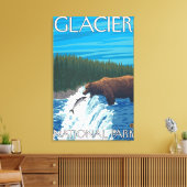 Beer Gevist in het Nationaal Park Glacier, Canvas Afdruk (Insitu (Woonkamer))