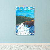 Beer Gevist in het Nationaal Park Glacier, Canvas Afdruk (Insitu (Houten vloer))