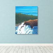 Beer Gevist in het Nationaal Park Glacier, Canvas Afdruk (Insitu (Houten vloer))