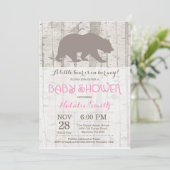 Beer Girl Baby shower Invitation Rustic Woodland Kaart (Staand voorkant)