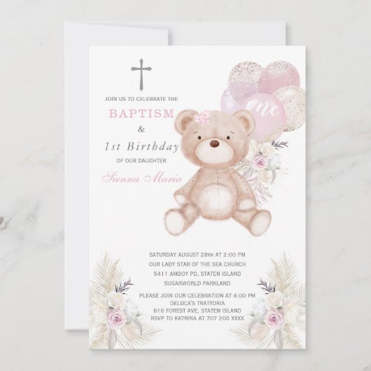 Beer Girl First Birthday en Baptism Invitation Kaart (Voorkant)