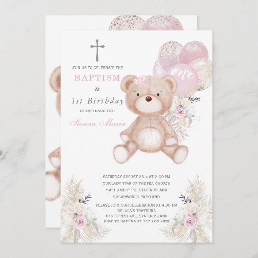 Beer Girl First Birthday en Baptism Invitation Kaart (Voorkant / Achterkant)