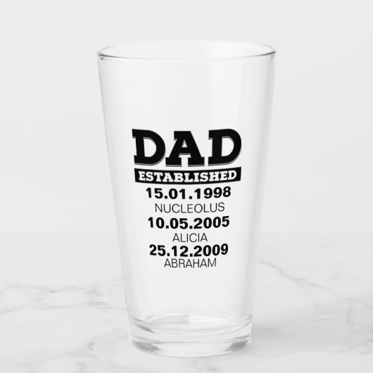 Beer-glas met Kinder namen Glas (Voorkant)