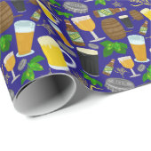 Beer Glass Bottle Hops en Barley Pattern 2 Cadeaupapier (Rol Hoek)