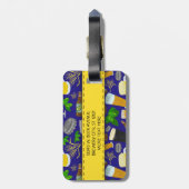 Beer Glass Bottle Hops en Barleypatroonpatronen Bagagelabel (Achterkant verticaal)