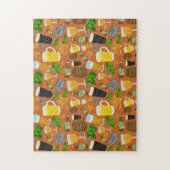 Beer Glass Bottle Hops en Barleypatroonpatronen Legpuzzel (Verticaal)