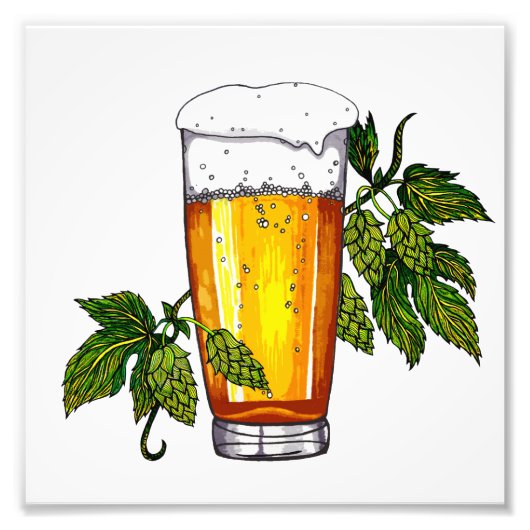 Beer Glass & Hop Foto Afdruk (Voorkant)
