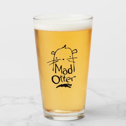 Beer Glass met Mad Otter logo Glas (Voorkant gevuld)