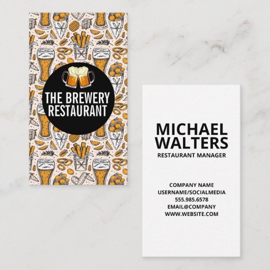 Beer Glass Toast Logo | Brouwerijpictogrammen Visitekaartje (Voorkant / Achterkant)