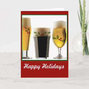 Beer Glasses Holiday Greetings Feestdagen Kaart