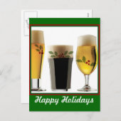 Beer Glasses Holiday Greetings Feestdagenkaart (Voorkant / Achterkant)