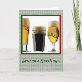 Beer Glasses & Holly Seasons Greetings Feestdagen Kaart