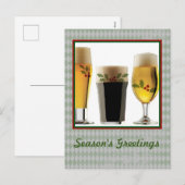 Beer Glasses & Holly Seasons Greetings Feestdagenkaart (Voorkant / Achterkant)