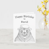 Beer glimlachen / persoonlijke Kaart op de verjaar (Gele Bloem)