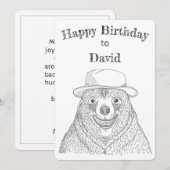 Beer glimlachen / persoonlijke Kaart op de verjaar (Voorkant / Achterkant)