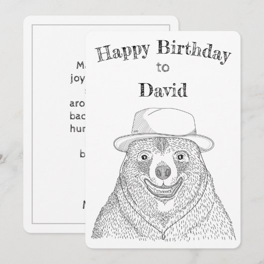 Beer glimlachen / persoonlijke Kaart op de verjaar (Voorkant / Achterkant)