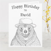 Beer glimlachen / persoonlijke Kaart op de verjaar (Gele Bloem)