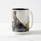 Beer glimlachen tweekleurige koffiemok (Voorkant rechts)