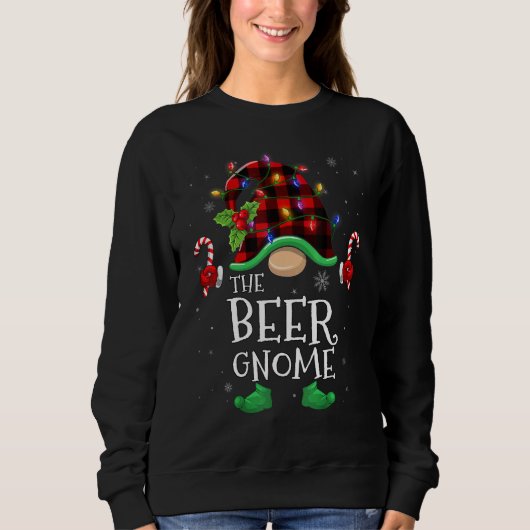 Beer Gnome Buffalo Plaid Matching Family Christmas Trui (Voorkant)