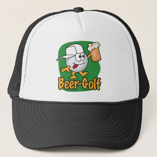 Beer Golf Drink Cartoon Golf Ball Trucker Pet (Voorkant)
