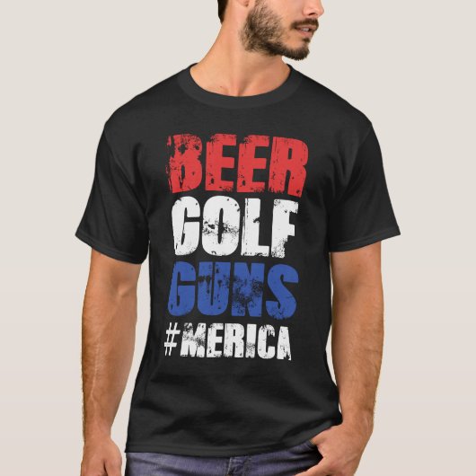 Beer Golf Pistolen #Merica - 4 juli T-shirt (Voorkant)